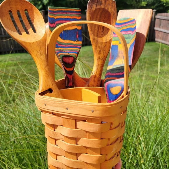 1996 Longaberger Utensil ~ Spoon Basket with Wood  Insert ~ Cottage! ~ - Picture 2 of 16
